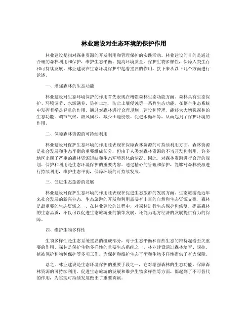 林业建设对生态环境的保护作用