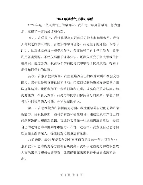 2024年风清气正学习总结