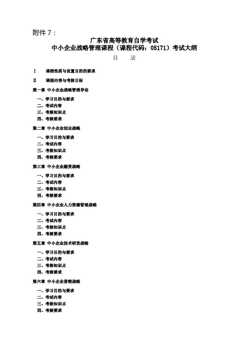 中小企业战略管理 05171范文
