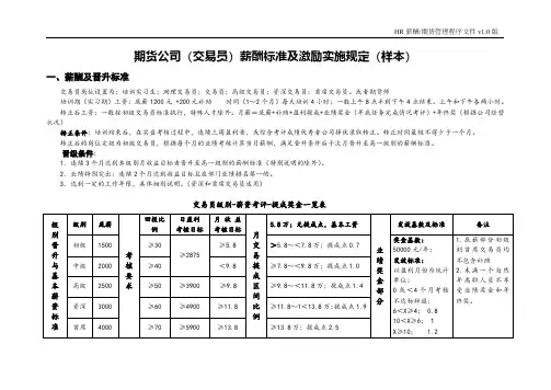 期货行业(交易员)薪酬标准规定《表》