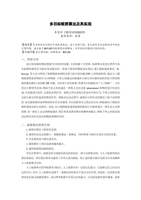 多目标蚁群算法及其实现