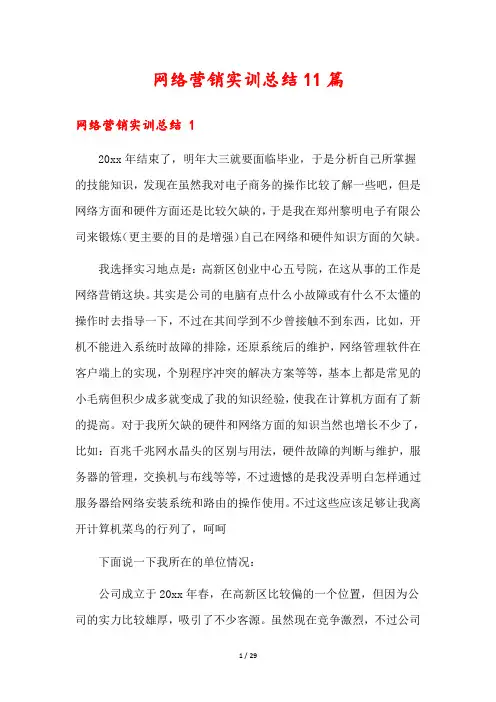 网络营销实训总结11篇