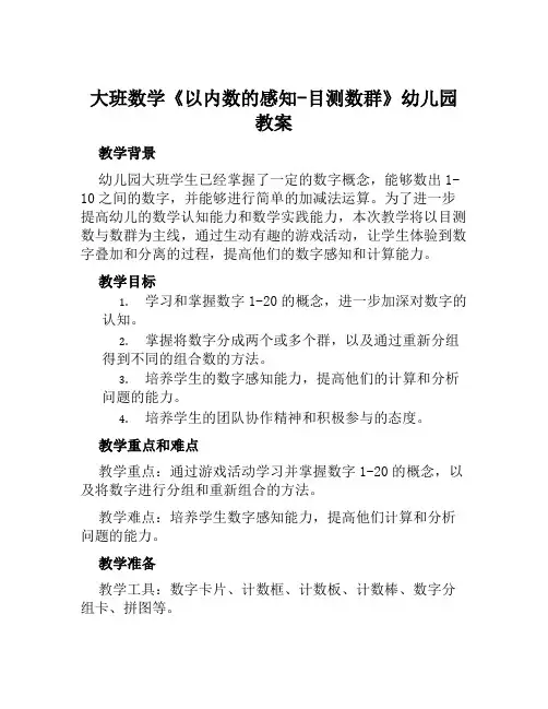 大班数学《以内数的感知-目测数群》幼儿园教案