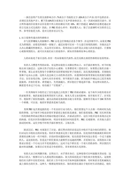 FBI教你超级读心术-图解版_第六章 FBI教你阅读他人的身体语言