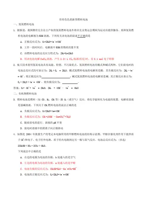 形形色色的燃料电池 含答案