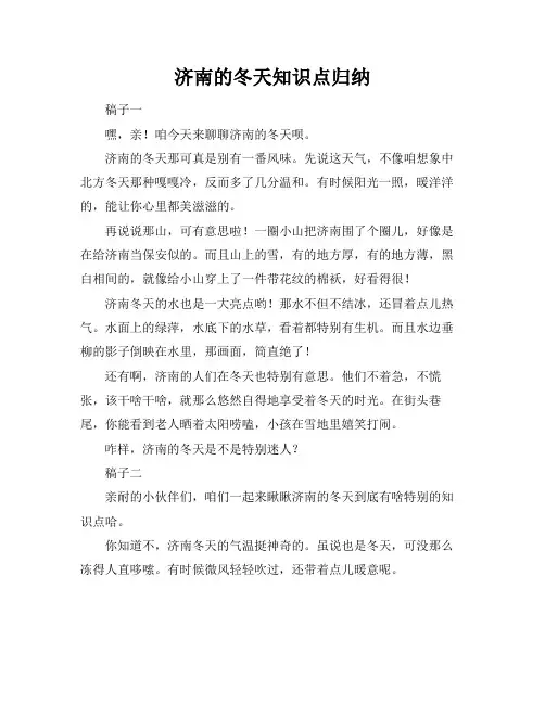 济南的冬天知识点归纳