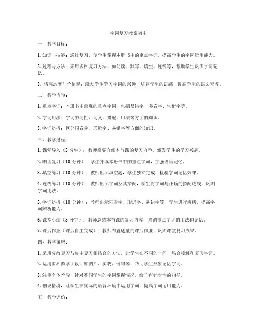 字词复习教案初中