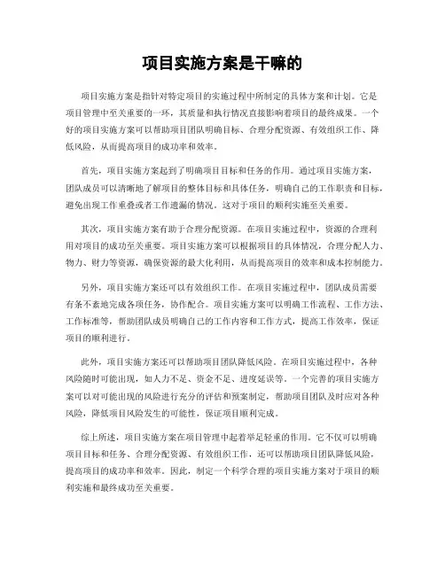 项目实施方案是干嘛的