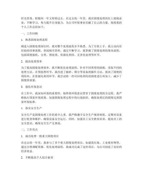 固废处理个人工作总结