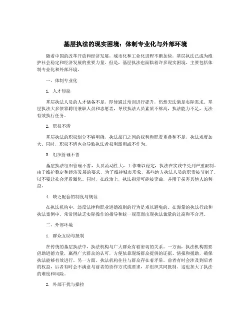 基层执法的现实困境：体制专业化与外部环境