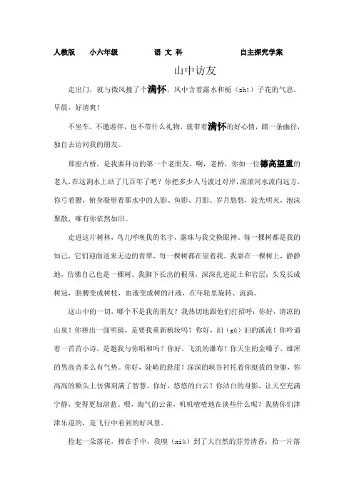 人教版六上《山中访友》讲义