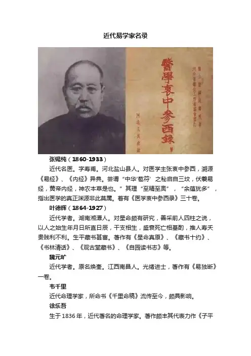 近代易学家名录