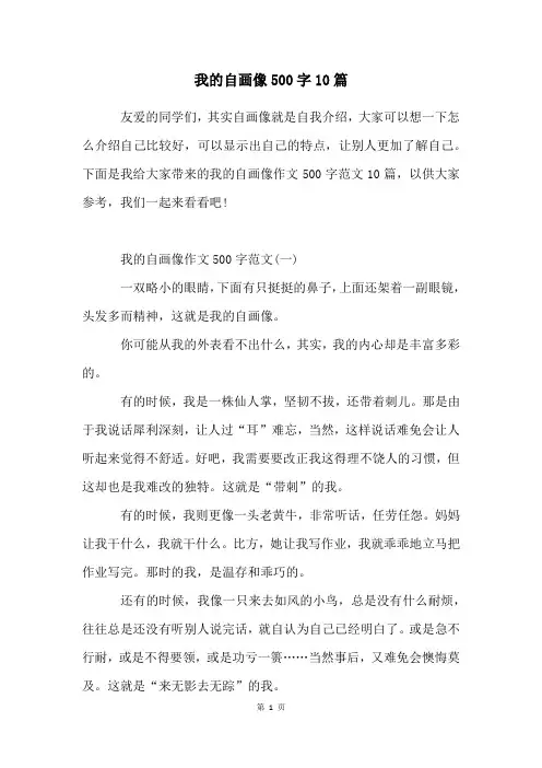 我的自画像500字10篇