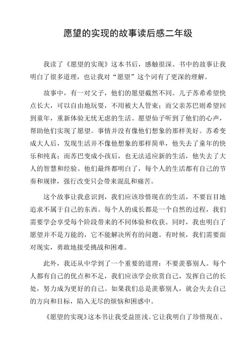 愿望的实现的故事读后感二年级