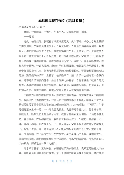 幸福就是现在作文(精彩5篇)