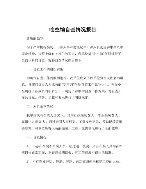 吃空饷自查情况报告