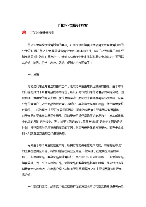 门店业绩提升方案【范本模板】