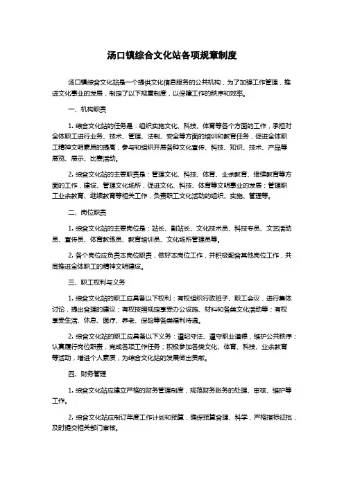 汤口镇综合文化站各项规章制度