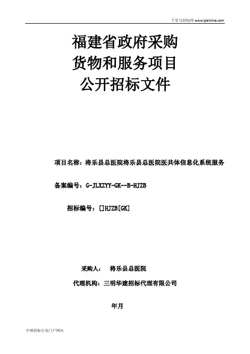 总医院医共体信息化建设项目公开文件招投标书范本
