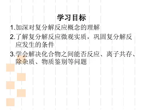 复分解反应的实质及应用课件ppt