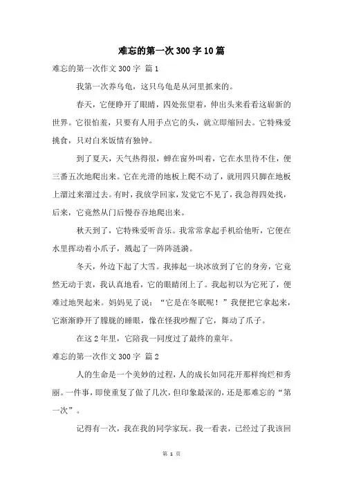 难忘的第一次300字10篇
