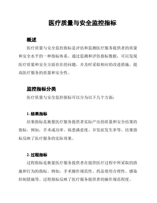 医疗质量与安全监控指标