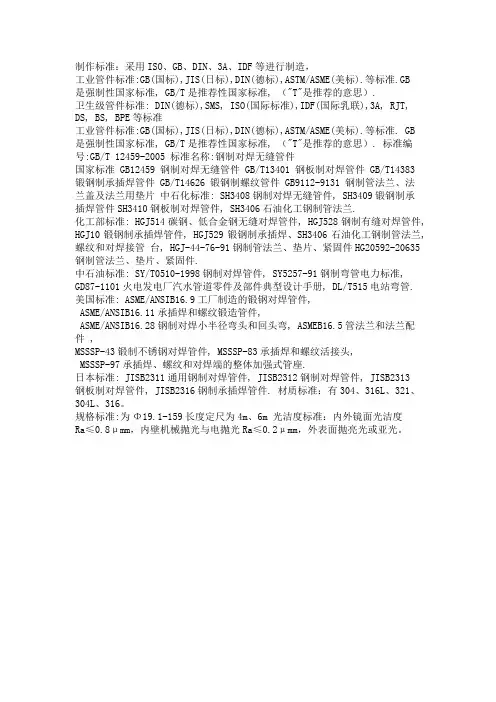 各种工业标准