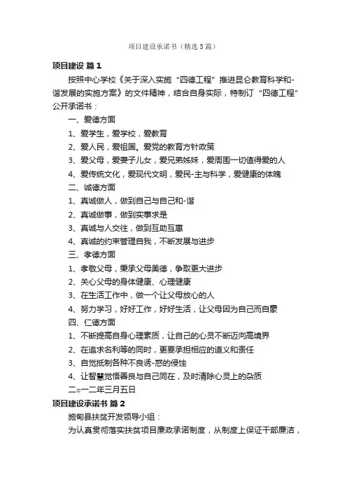 项目建设承诺书（精选5篇）