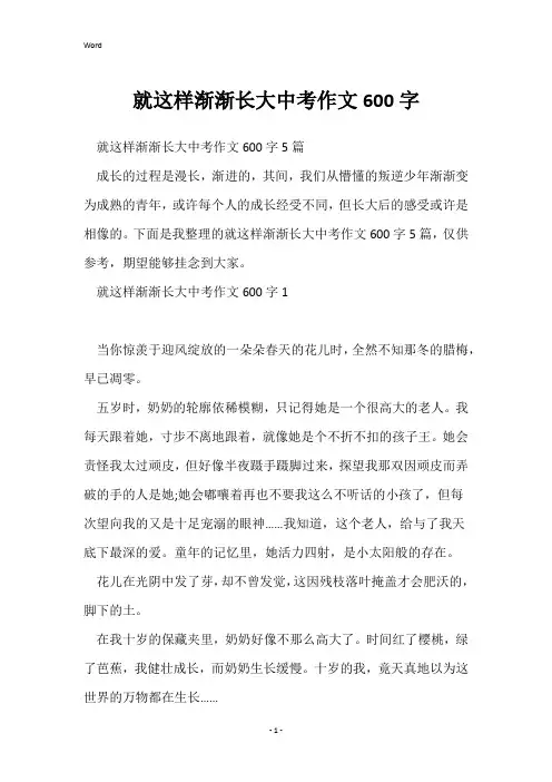 就这样慢慢长大中考作文600字