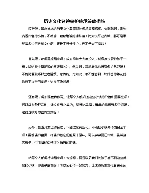 历史文化名镇保护传承策略措施