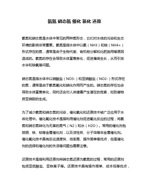 氨氮 硝态氮 催化 氧化 还原