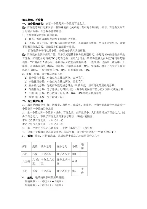 百分数知识点总结