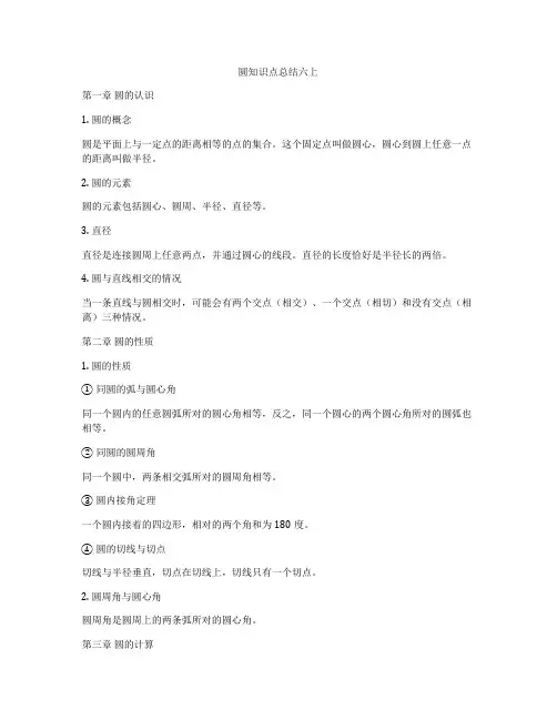 圆知识点总结六上