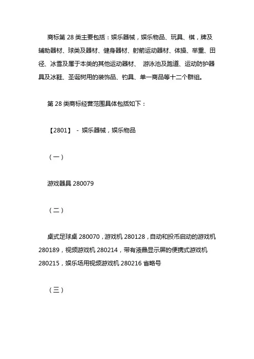 28类商标经营范围