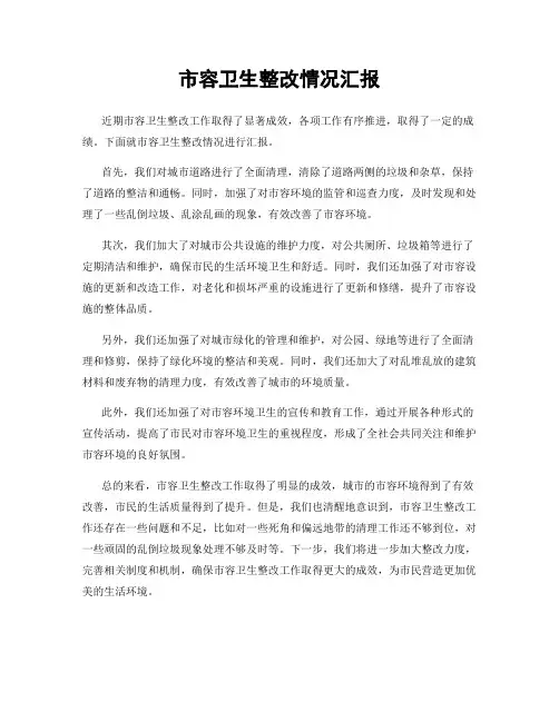 市容卫生整改情况汇报