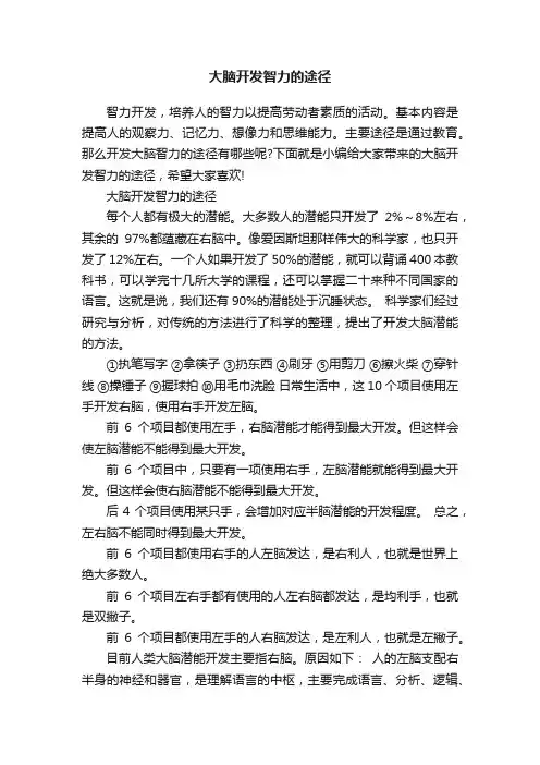 大脑开发智力的途径