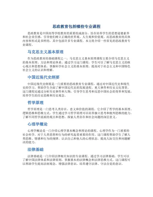 思政教育包括哪些专业课程