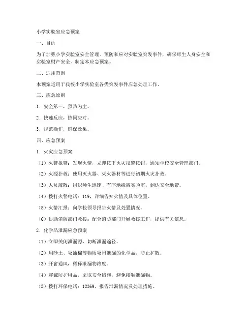 小学实验室各项应急预案
