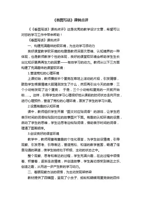 《看图写话》课例点评