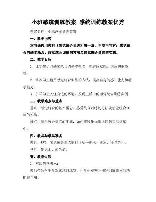 2024版小班感统训练教案感统训练教案优秀