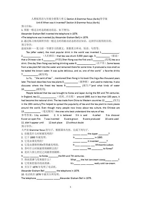 人教版英语九年级全册第六单元Section A (4a-4c)Grammar focus