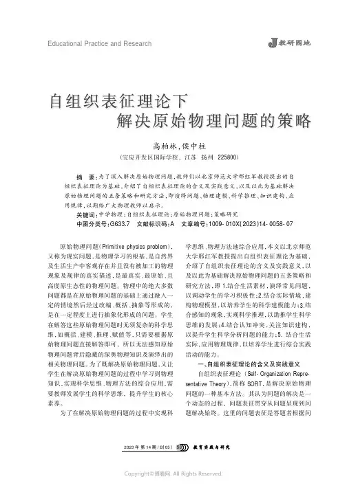 自组织表征理论下解决原始物理问题的策略