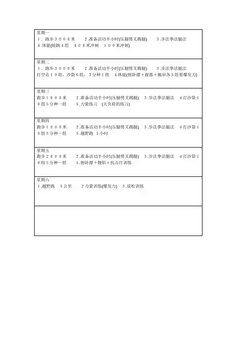 散打训练计划