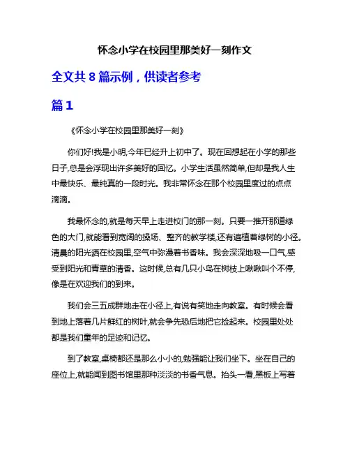 怀念小学在校园里那美好一刻作文