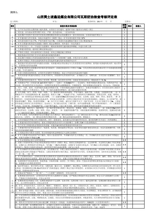 瓦斯防治检查考核评定表