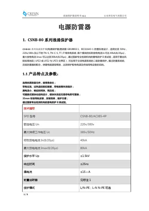 浪涌保护器 CSNB-80 系列说明书