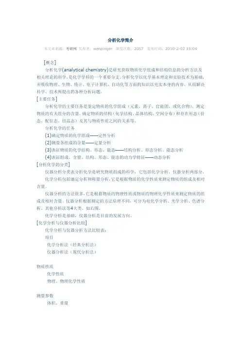 分析化学简介