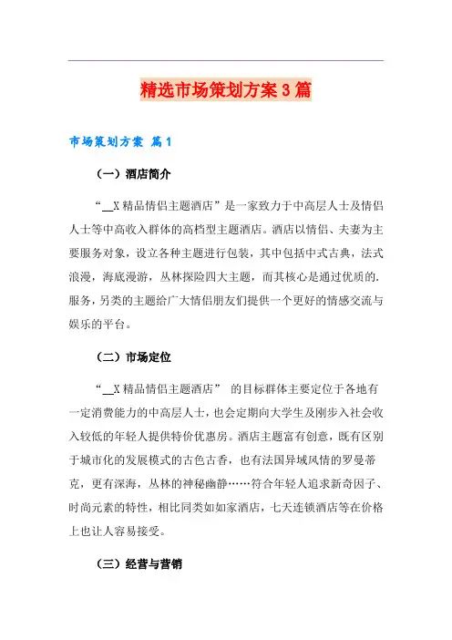 精选市场策划方案3篇