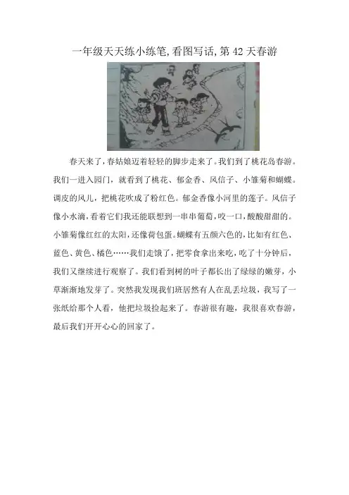 一年级天天练小练笔,看图写话,第42天春游