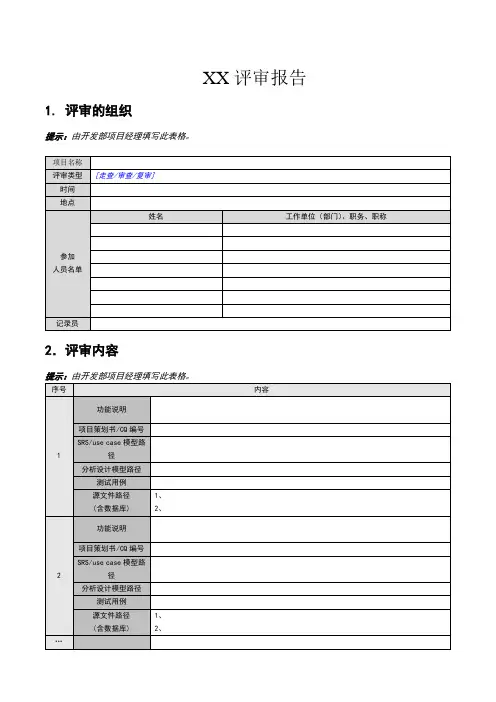 评审报告模版
